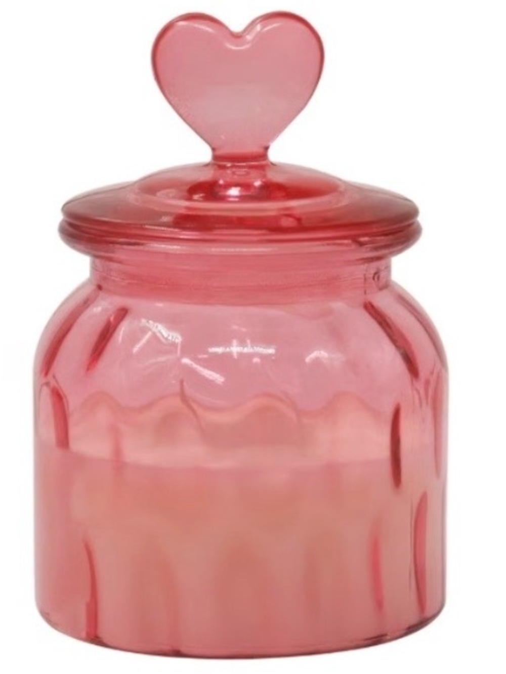 Pink Glass Heart-Lid Candle Jar - 💕
